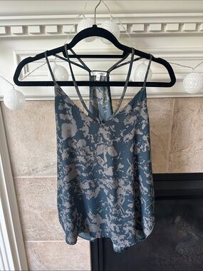 Wet Seal Blue Gray Abstract Strappy V-Neck Cami
